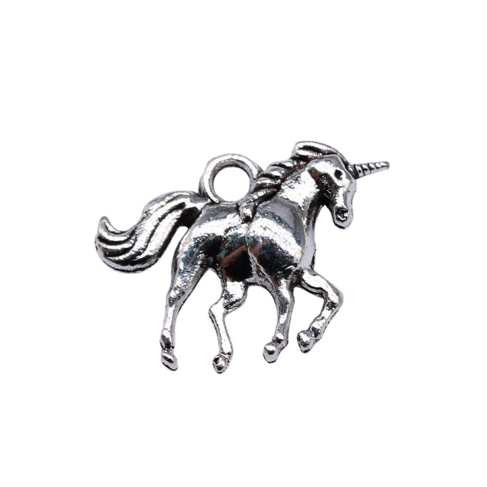 

10шт подвески в виде единорога античное серебро цвет цинковый сплав 18х13мм