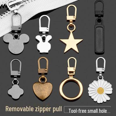 Metal Zipper Pull Tab with Removable Head for Clothing Repair and Accessories