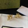 Gu Jia Retro Classic Little Bee Double G Pearl & Diamond Earrings for Women