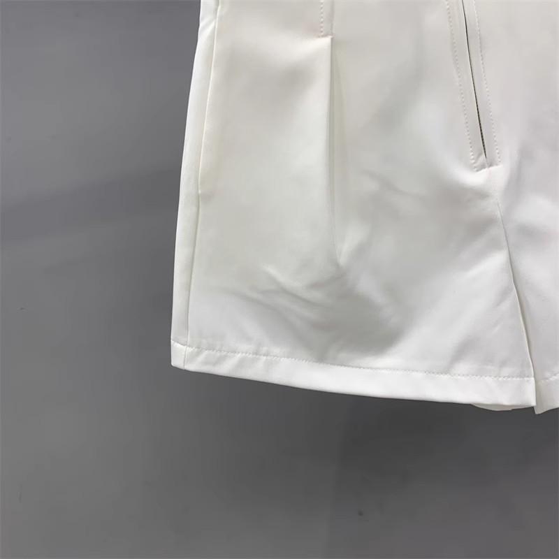 2025 Women's White High-Waist A-Line Suit Shorts - Casual, Slimming, Versatile Wide-Leg Pants for Summer