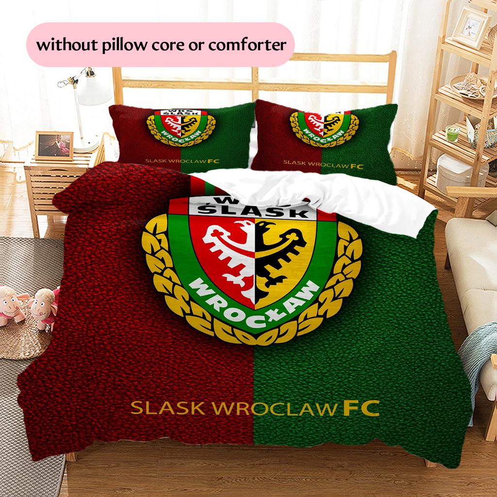 Śląsk Wrocław Muster Bettwäsche Bettdecken-Set Heimdekoration Geschenk (1 Bettbezug + 2 Kissenbezüge (ohne Füllung))