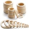 Unfinished Solid Wooden Rings 20-70MM Natural Wood Rings for Macrame DIY Crafts Wood Hoops Ornaments Connectors Jewelry Making