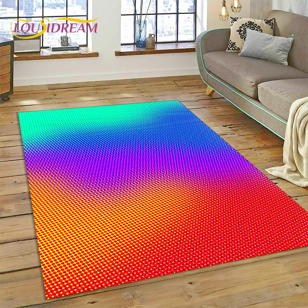 Rainbow 3D Colour Illusion Cartoon Rug Carpet for Living Room Bedroom Home Decor,Floor Mat Non-slip Decoration for Sofa Doormat