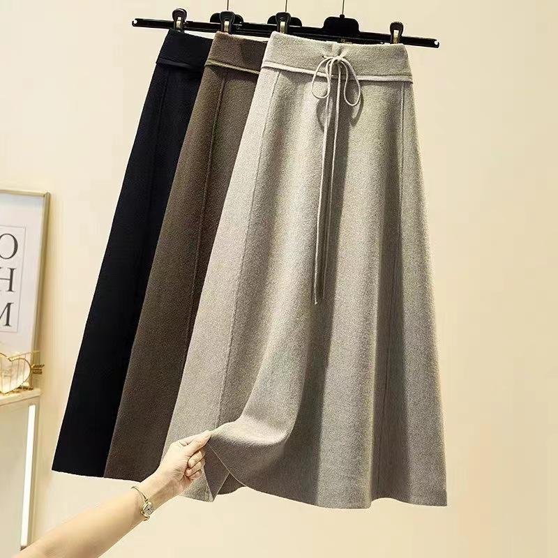Autumn/Winter Knitted Half Skirt Autumn/Winter New Mid Length Large Swing Skirt Women's Skirt