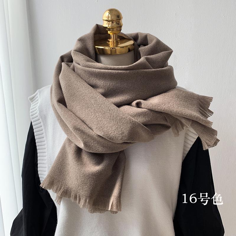 New Autumn And Winter Classic Solid Color Warm Scarf For Women, Fashionable Imitation Cashmere, Thickened Student Scarf, Dual-Use Shawl