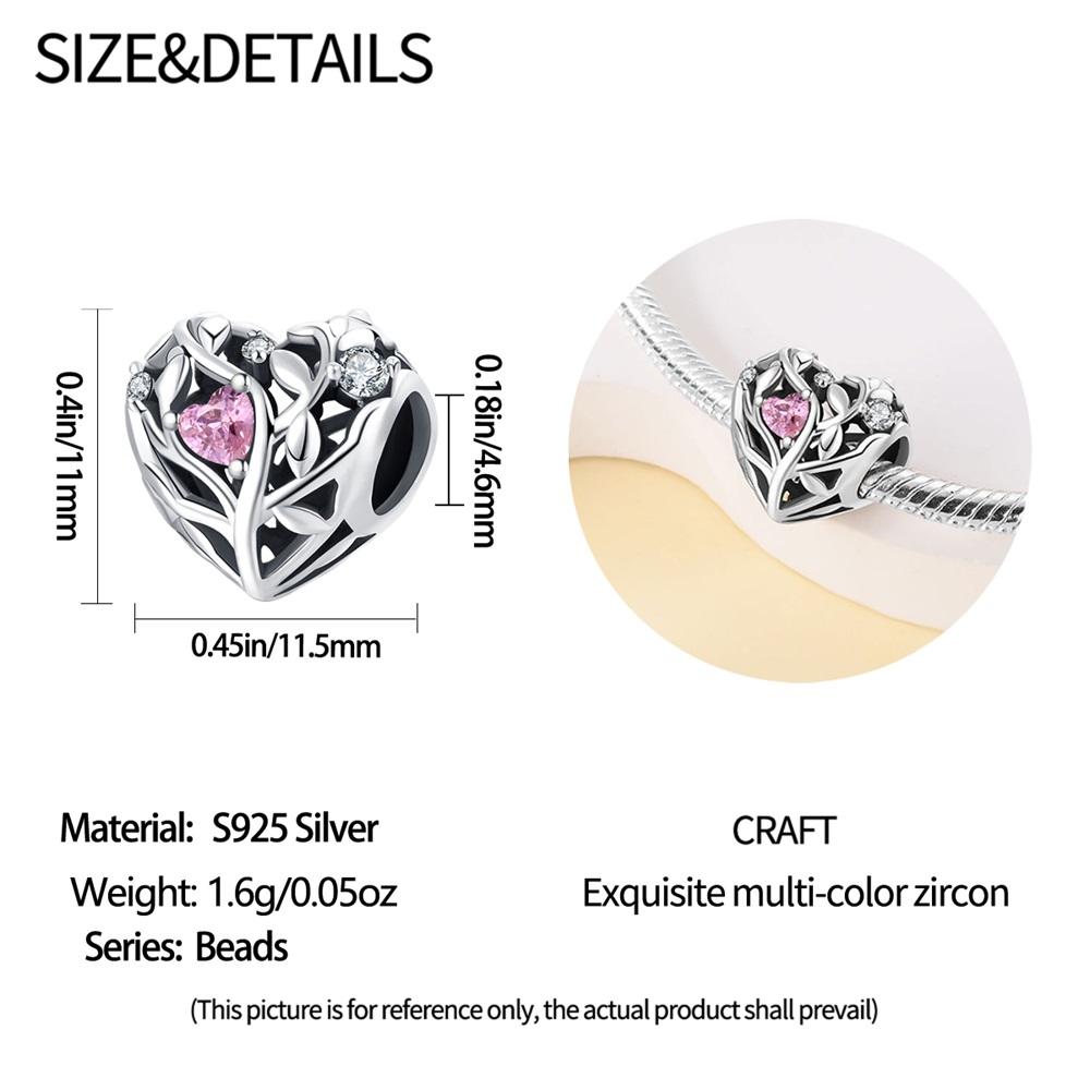 Charms Original Copper Plated Love Heart Life Tree Beads Beads Fit Bracelet Diy Fine Gift Women Delicate Jewelry