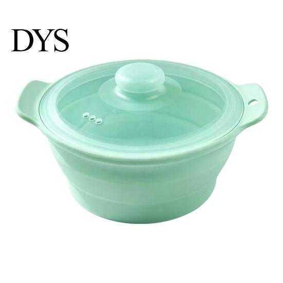 High Temperature Safe Kitchen Tool Foldable Silicone Microwave Steamer, Collapsible Steamer Bowl, Splash Proof Steaming Lid Heat-Resistant Food-Grade