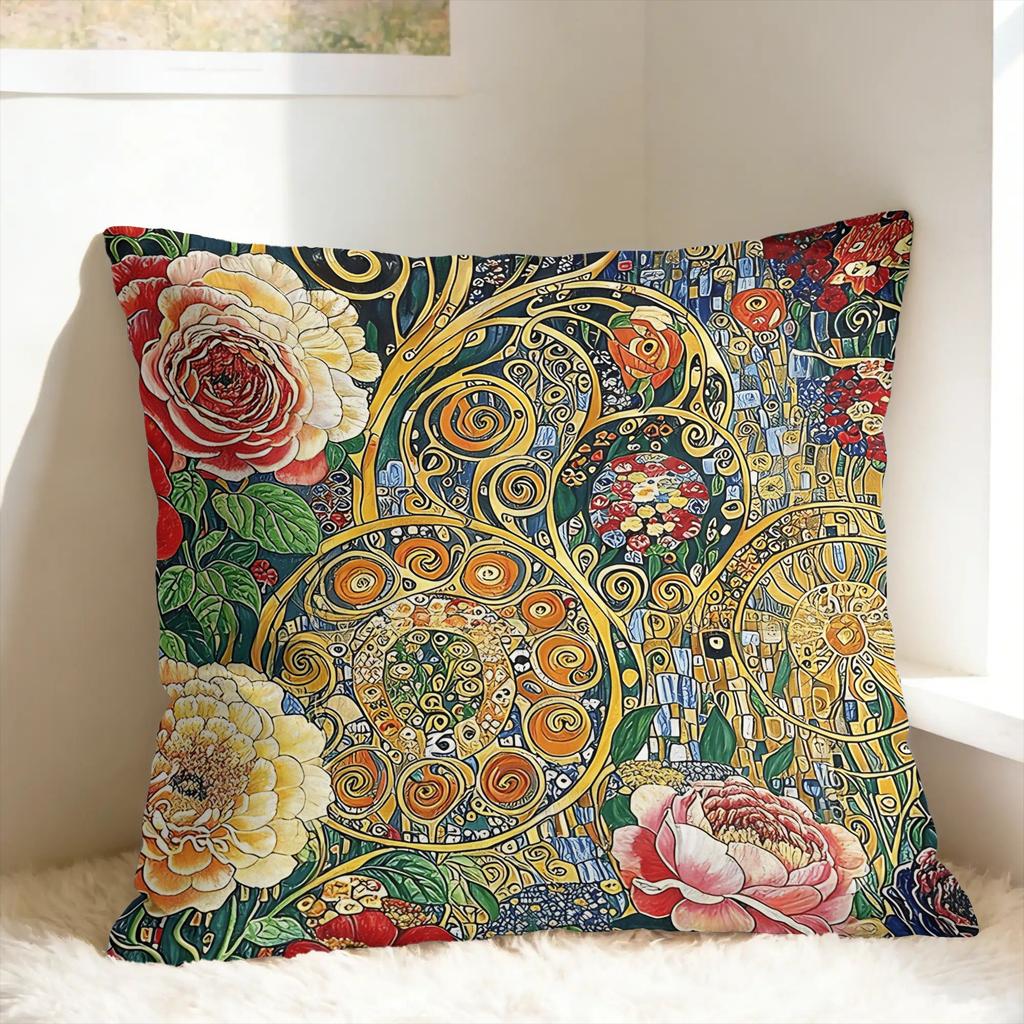 Gustav Klimt Kunst Kissenbezug Druck Kissenbezug Neuheit Kissenhülle für Sofa Couch Bett Wohnzimmer