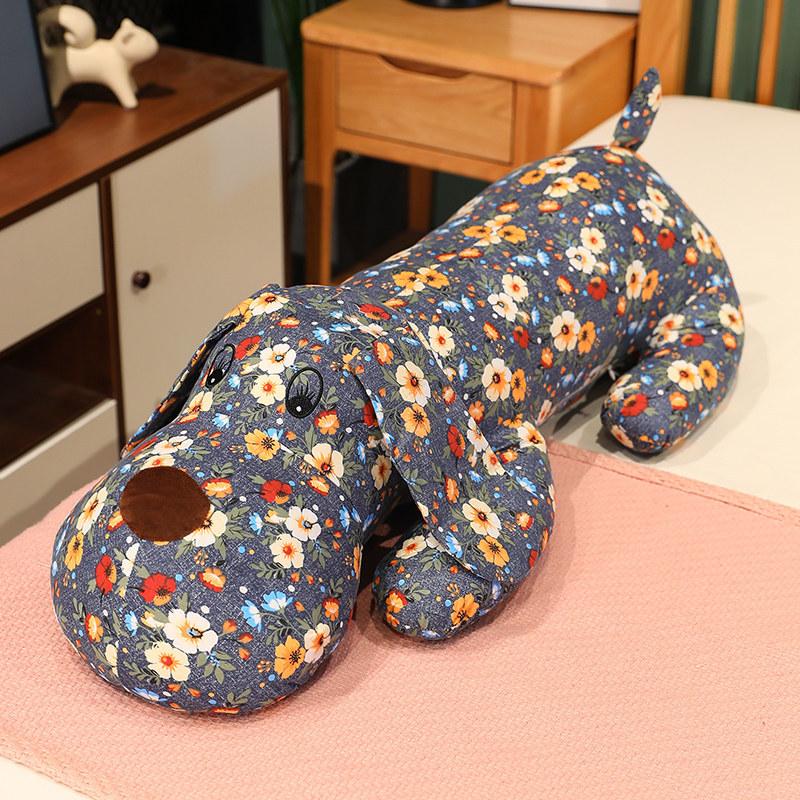 Cute Big Flower Dog Doll Plush Long Pillow Children Sleeping Doll Big Doll Birthday Gift