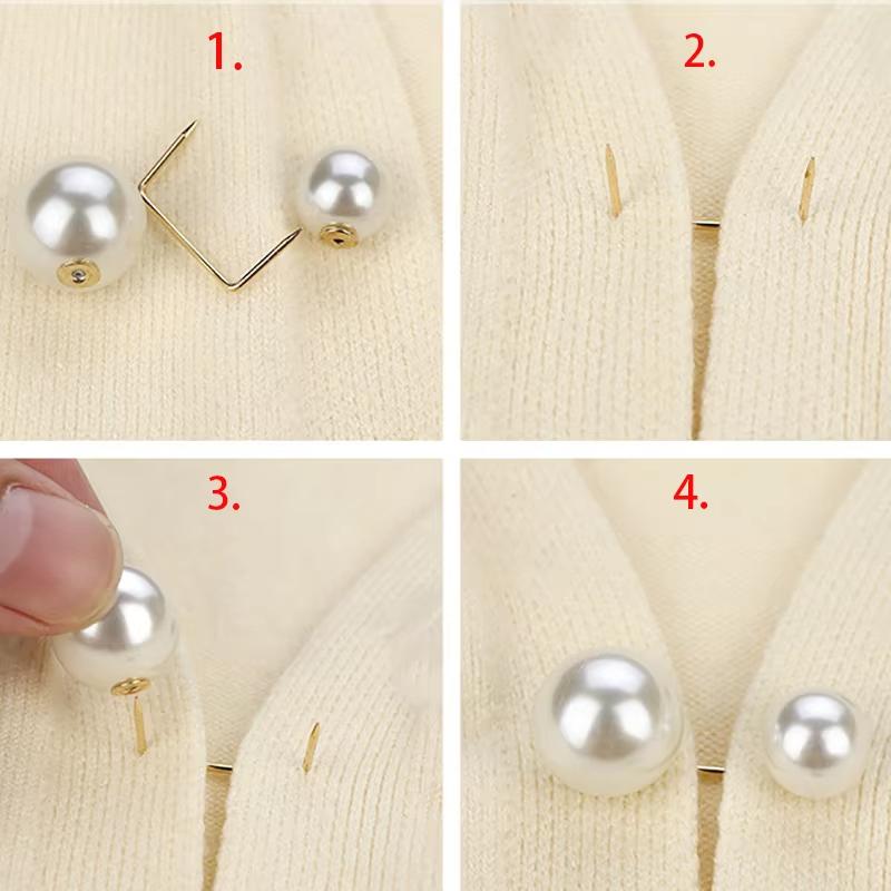 6 Stück Doppelperlen Broschen Pins Anti-Fading Exquisite Elegante Broschen für Damen Pullover Cardigan Clip Mantel Sommerkleid Schmuck