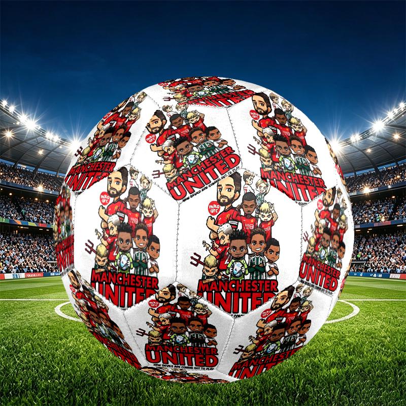Manchester Football Print Size 5 Soccer Ball, PU Wear Resistant Football for Match Training and Daily Practice, Birthday Gift for Soccer Fans