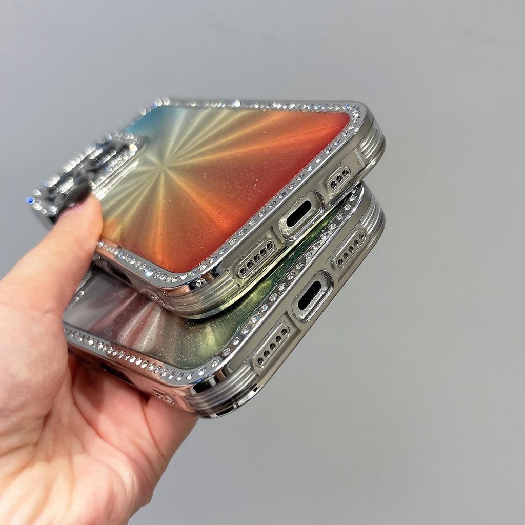 Electroplated Diamond Aurora Gradient Case for iPhone 14/15/16/17 Pro Max