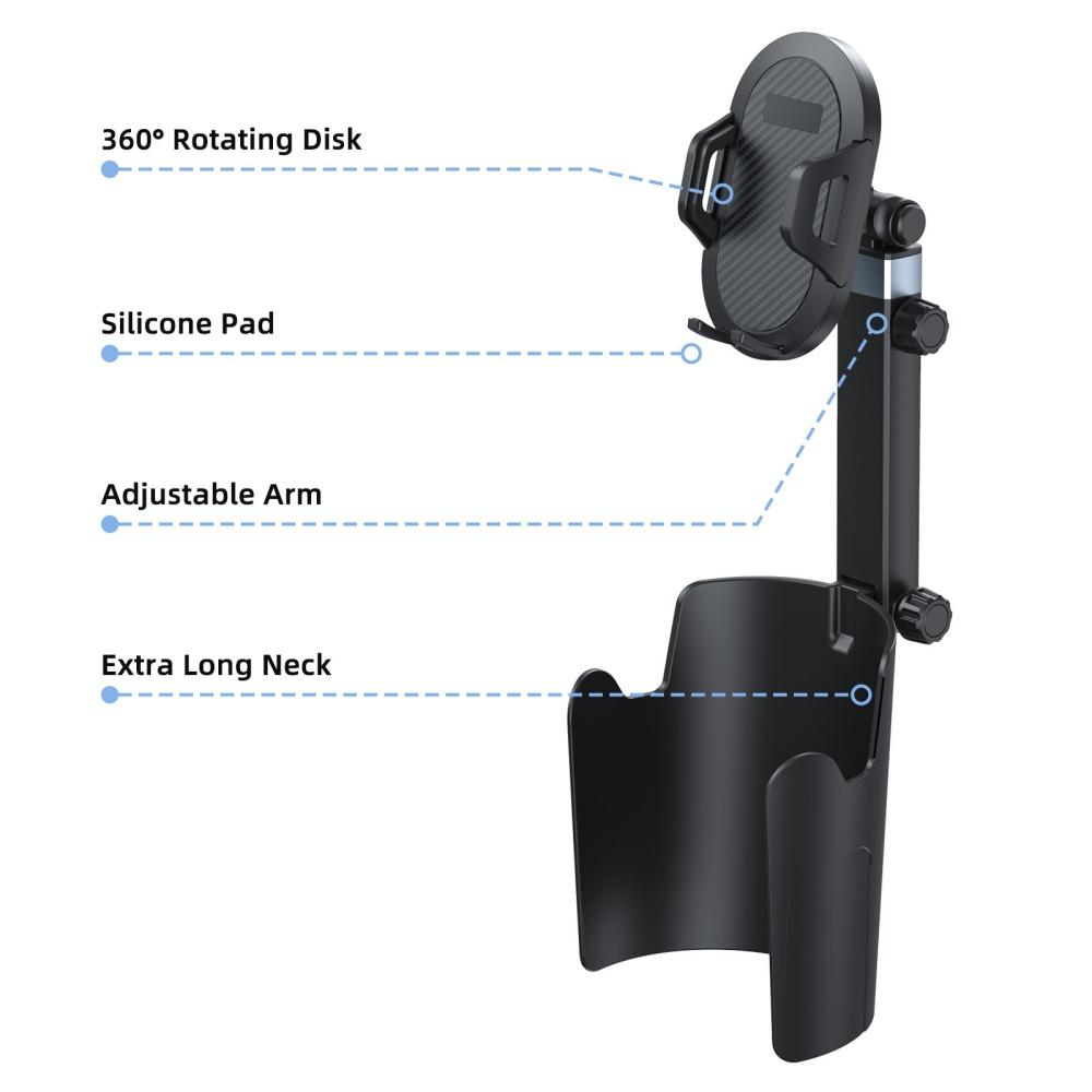 2‑in‑1 Multifunctional Car Cup Holder Phone Mount 360 Degree Rotatable Adjustable Universal Smartphone Stand Vehicle Accessory