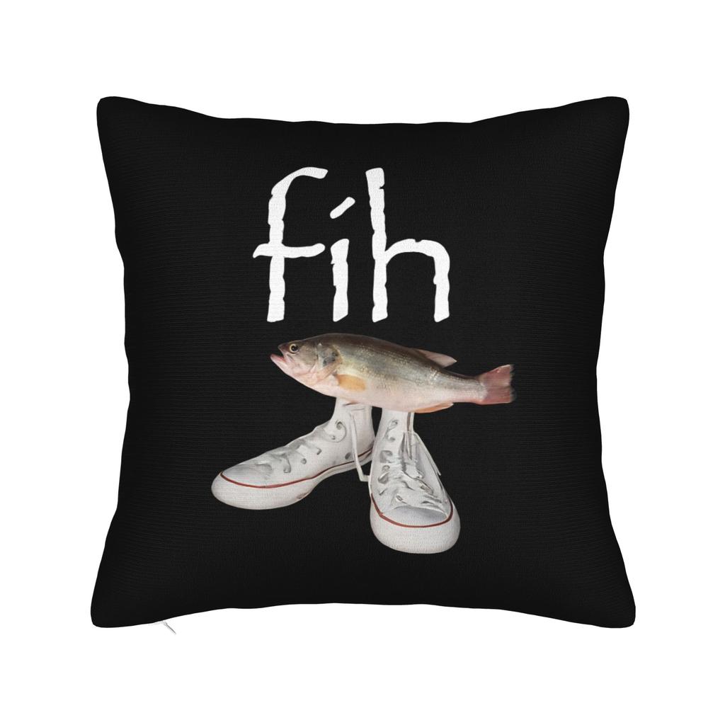 Fih Shoes Fish Funny Misspelled Fish Meme Fih Calling Humor Square Pillow Covers Room Cushion Cover Creative Decor Pillowcase