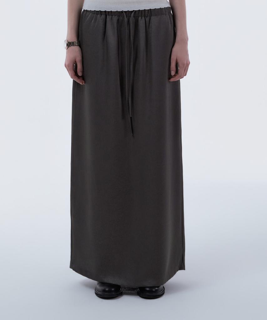 Mausolleum Satin Slim Line Long Skirt - Brown