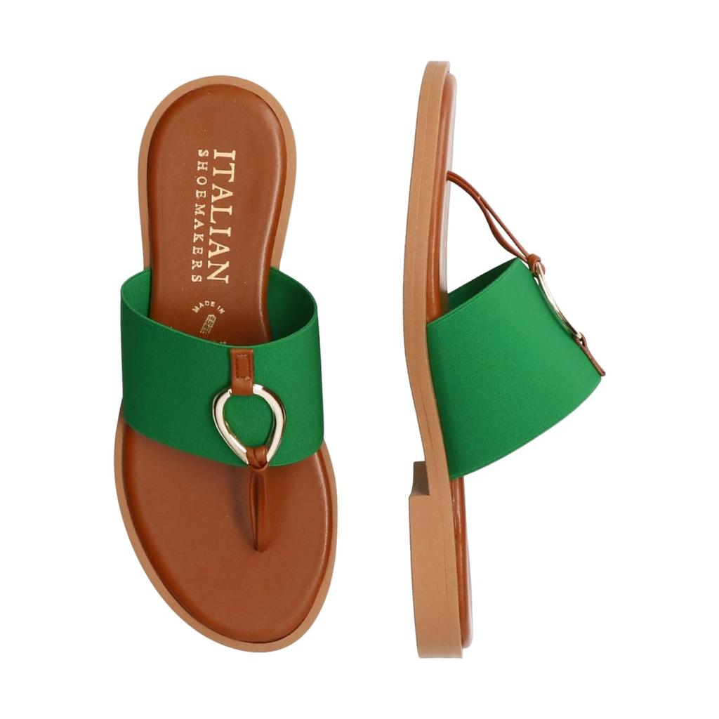 Bridget Birkin Women's Metal Motif Thong Sandals, Green, Size 23.0 Cm