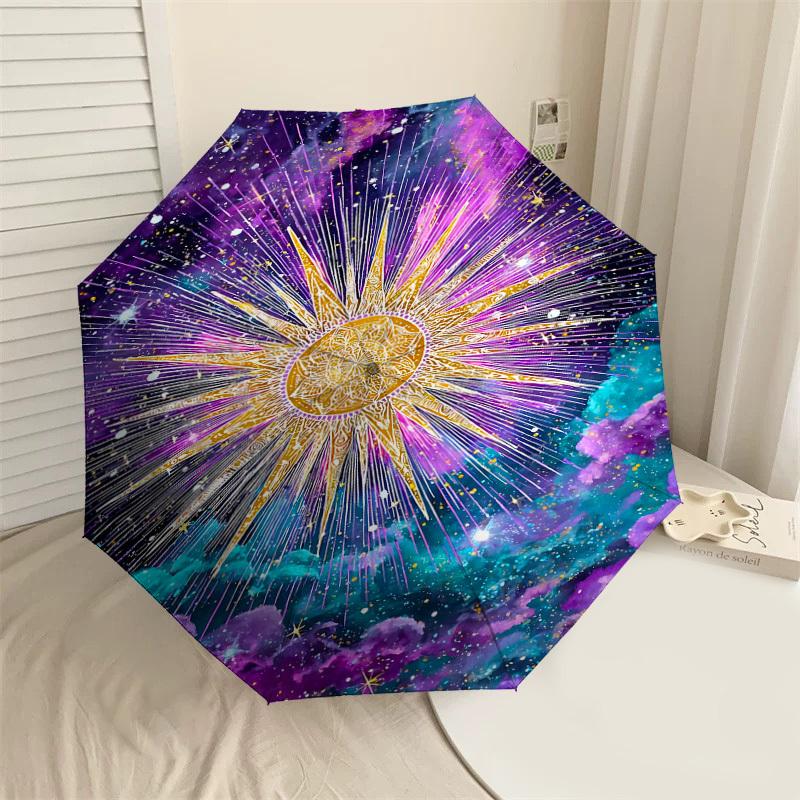 

1PC Cosmic Sun Automatic Open/Close Umbrella Compact Folding Umbrella with 8-Rib Shaft lightweight esign, Fashion Lovers1235A