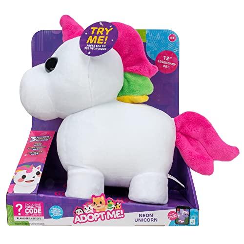 Adopt Me! Neon Unicorn 12-inch Light-Up Plush - Soft and Cuddly - 3 Light-Up Modes - Direct from the #1 Game - Kids' Toy - Ages 6+