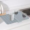 Silicone Dish Drying Mat for Kitchen Counter, Non-Slip Drain Pad with Built-in Drain, Heat Resistant Dish Drying Pad