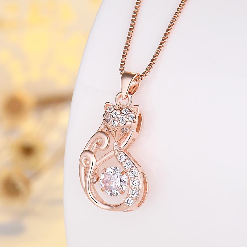 

Ожерелье в виде лисы для женщин, универсальная ниша, форма сердца, свет, роскошный бьющийся кулон в виде сердца