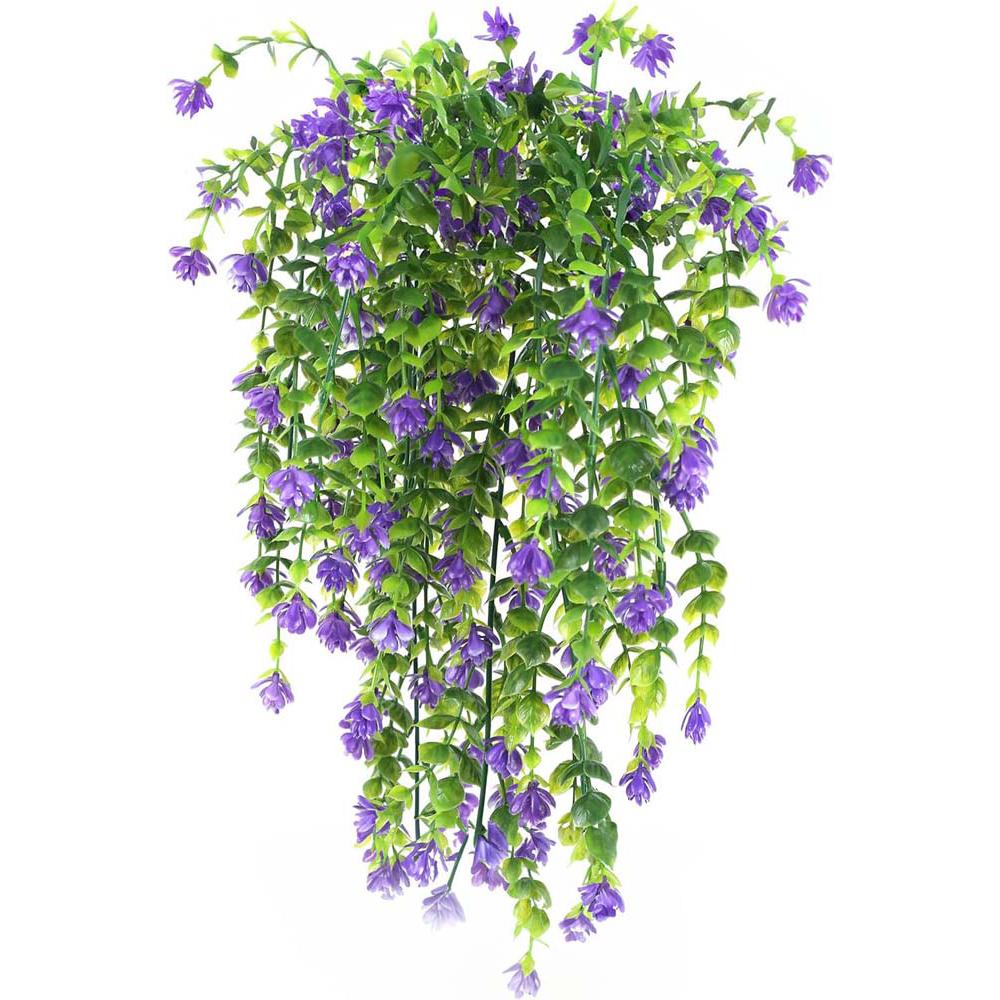 2Pcs Artificial Hanging Flowers,UV-Resistant Fake Hanging Plants Flower Bouquet Hanging Vine Plants Drooping Plants
