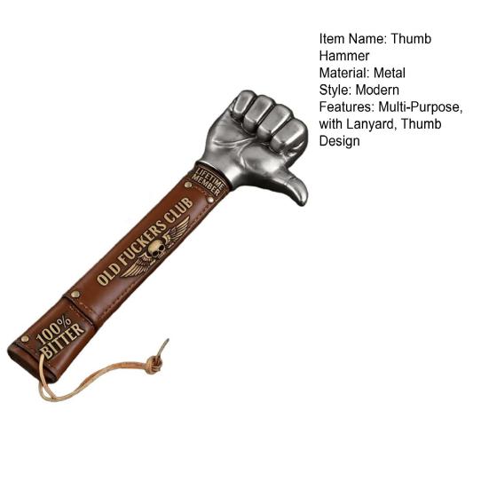 Old Bastards Club Thumb Hammer Metal Rust-Proof Utility Hammer with Ergonomic Faux Leather Grip DIY Projects Gift