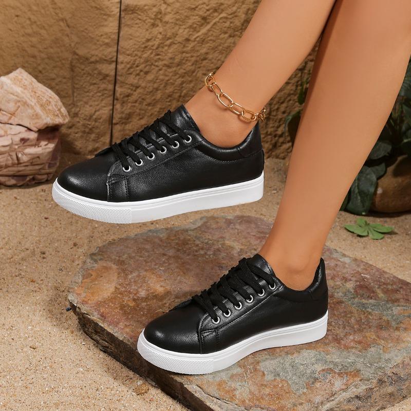 

Fashion 2025 High Quality Ladies Shoes Lace-up Women s Vulcanize Shoes Fashion Outdoor Slip-Resistant Casual New Versatile Sneakers 40 чёрный