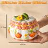 Double Ear Ceramic Bowl with Lid Pumpkin Soup Bowls Pig Oil Tank Storage Tank Stew Pot Dining Plate Dessert Bowl Noodle Bowls