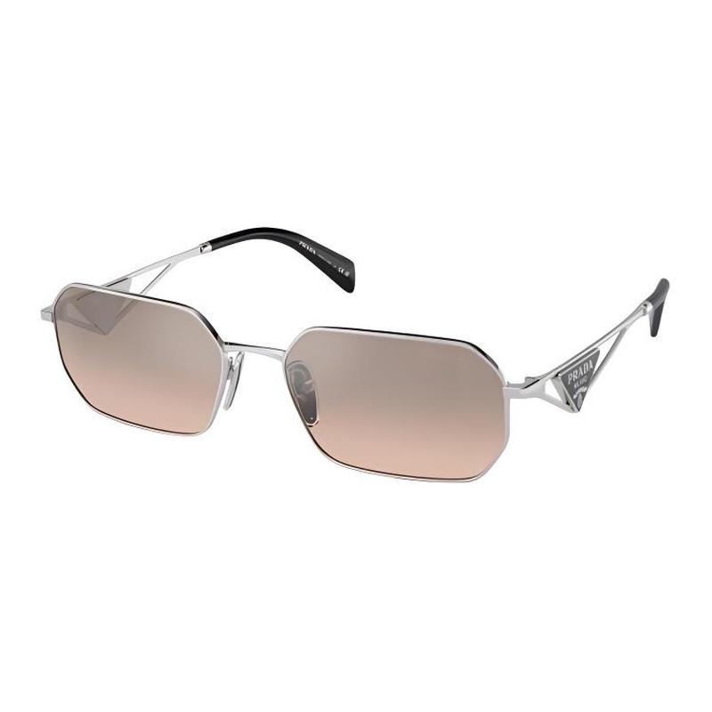 Prada Brand Logo Metal Irregular Sunglasses Unisex Couple Style Silver