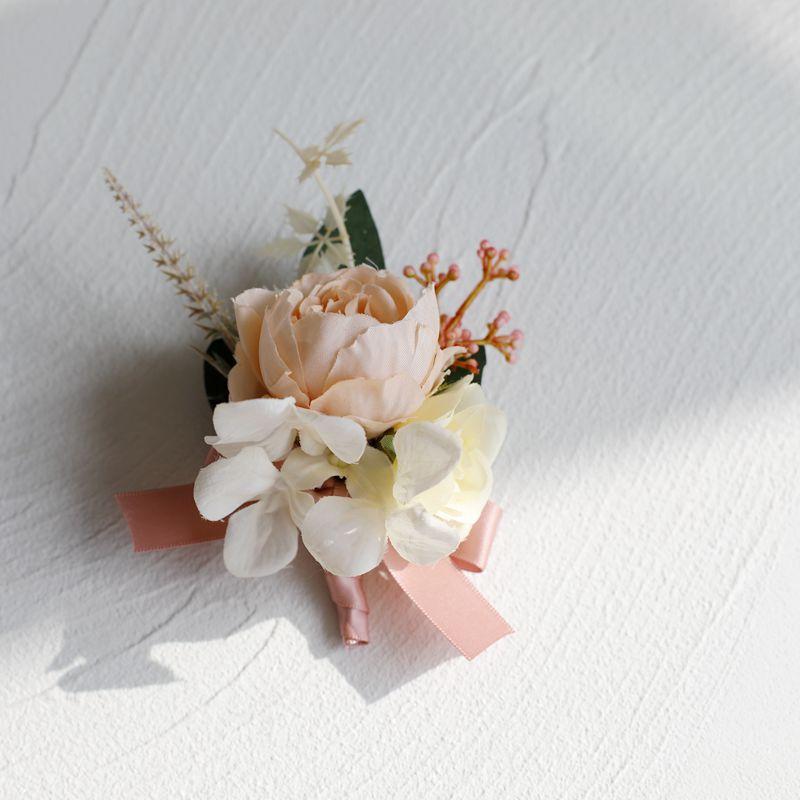 Umělé hedvábné květy růže Ženich Boutonniere Ženy Muž Špendlík Oblek Živůtek Svatba Knoflíková dírka Svatba Zápěstí Květina Party Dekor
