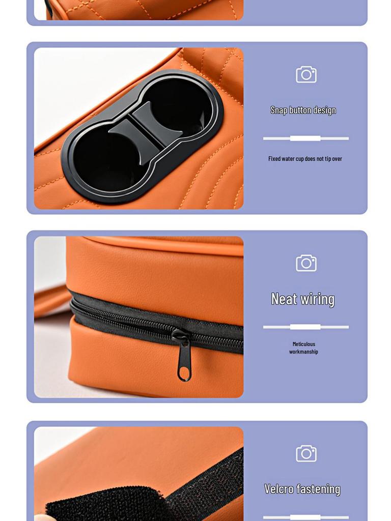 2025 Premium Leather Car Armrest Cover with Riser Pad & Dual Cup Holder