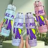 1PC Take Me To Party Letter Print 750ml Color Plastic Sports Water Bottle Leakproof Flip Straw Lid Suitable for Sports Office Home Use