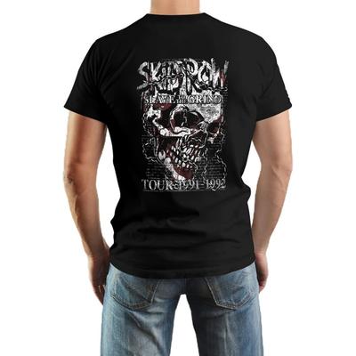 JOPNZWAW Men’s T-Shirts Skid Row Heavy Metal Band Skull Cotton Short Sleeve Tee Tops Back Print Workout Athletic Shirts