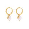 18k Natural Freshwater Pearl Star Pendant Hoop Earrings - Women's Fashion, Versatile, Gold-Plated Stainless Steel.