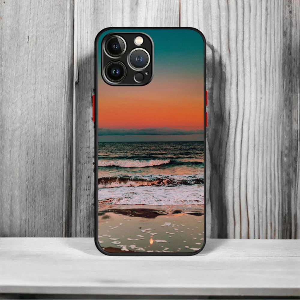 Sea blue Sky beach frosted Shockproof For iPhone 16 15 11 12 13 14 Pro Max X XSMAX Mini Phone Case