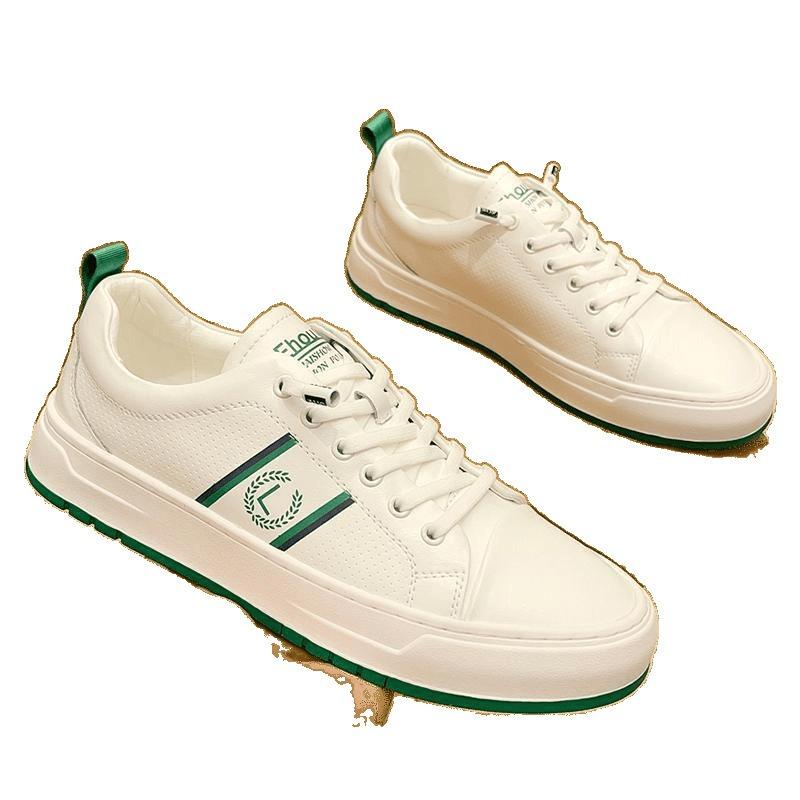 Fashion four seasons trend white shoes comfortable men's board shoes first layer cowhide pigskin men's leisure