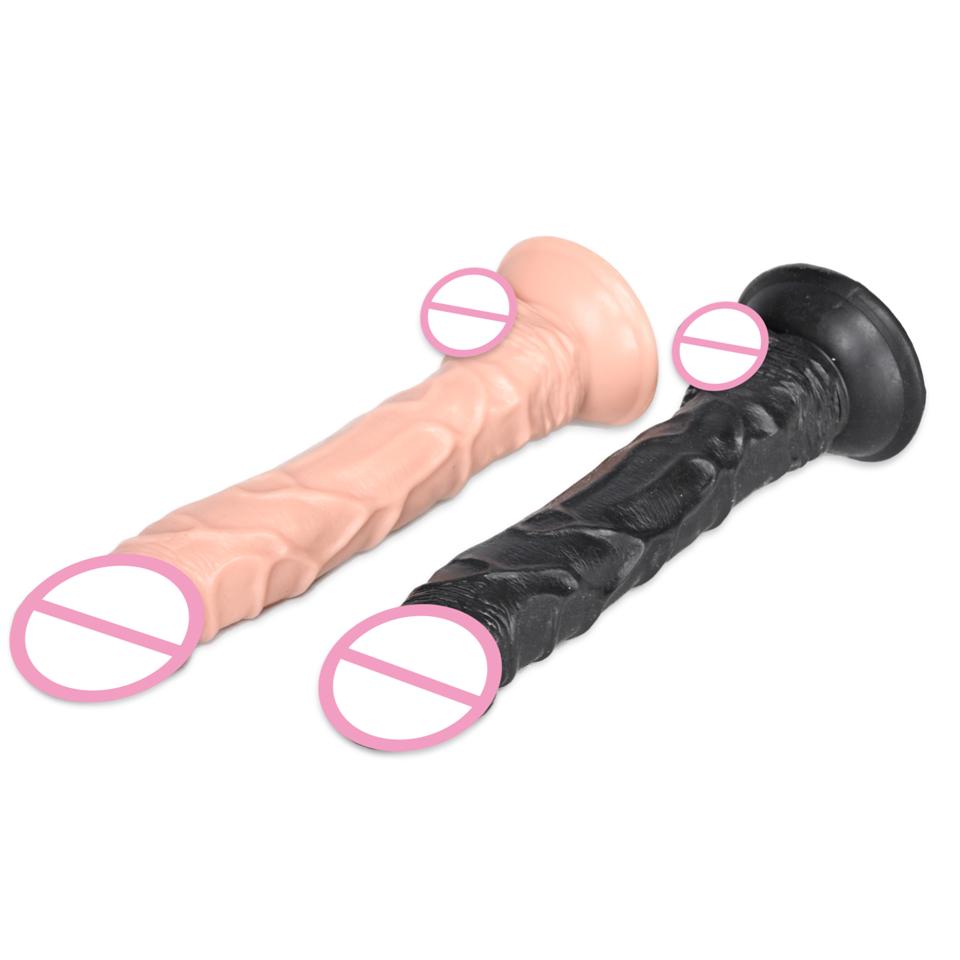 Sex Machine Attachment ROUGH BEAST 9.65" Black/Flesh Dildo for Sex Machine Vac-u-lock Love Machine Attachment Anal Plug Adult Sex Toys