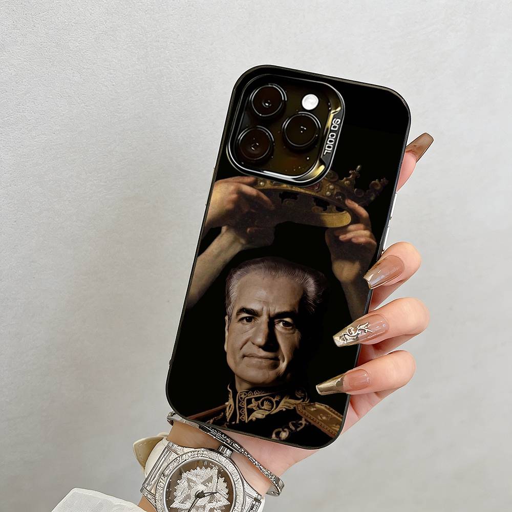 Mohammad Reza Pahlavi Phone Case For iPhone 17,16,15,14,13,12,11 Plus,Pro Max,XS,Colored Silver Plated Inside Cover