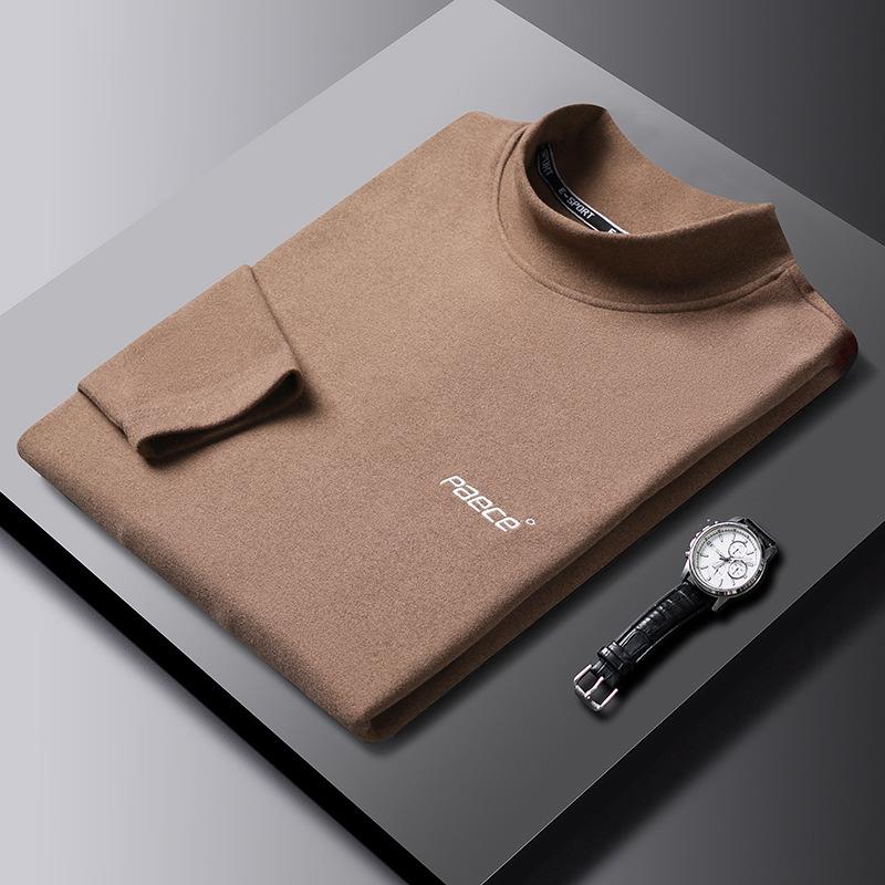 Double-sided Velvet Inner Layer Autumn Warm German Velvet Base Layer Half Turtle Collar Solid Color Close-fitting Base Layer for Men