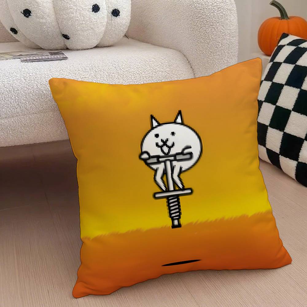 B-Battle Cats Anime Kuddfodral Anti-kvalster Kuddfodral Osynlig dragkedja Silkeslen kort plysch Soffkuddeöverdrag