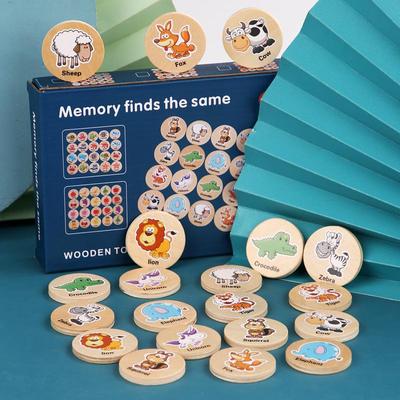 Children's Early Education Wooden Memory Puzzle Game: Cartoon-Themed Concentration Training Chess