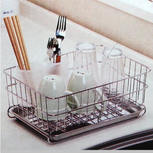 PEARL METAL Dish Drainer, Mini, Sliding Type with Tray, Stainless Steel, Alphage, H-9543