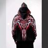 Černá Streetwear Mikina s Kapucí a Reflexním Geometrickým Potiskem Pánská Dámská Motorkáři 2026