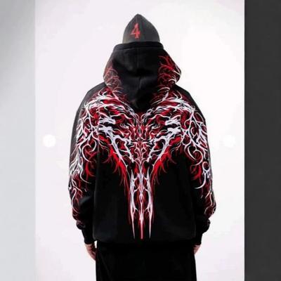 Schwarzes Streetwear-Sweatshirt mit Kapuze und reflektierendem geometrischem Aufdruck für Herren Damen Motorradfahrer 2026