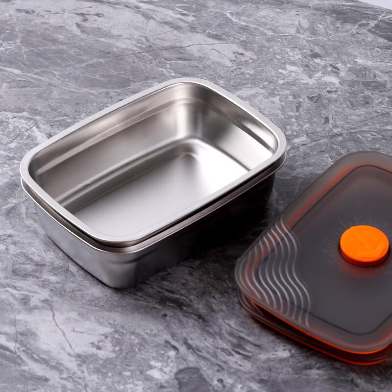 ZISIZ Stainless Steel Food Storage Container - 1500ml Rectangular, Set of 2