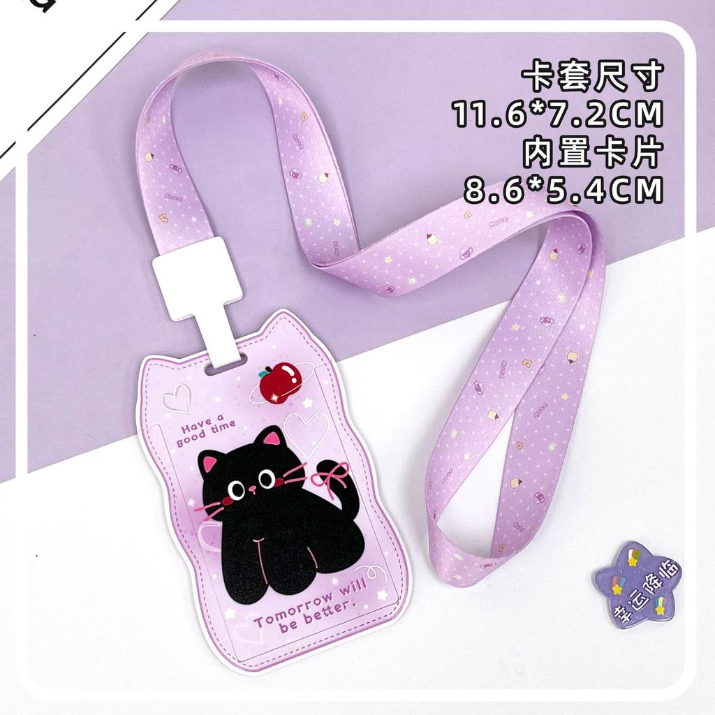 Creative Cat Ear Wave Card Cover Student Campus Cards Case Employee Id Card Holder Sliding Cover ABS ID Holder Bus Card Holder