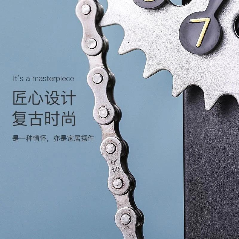 European Creative Clock Decoration Desk Clock Vintage Clock Crafts Ornaments Chain Gear Home Decor
