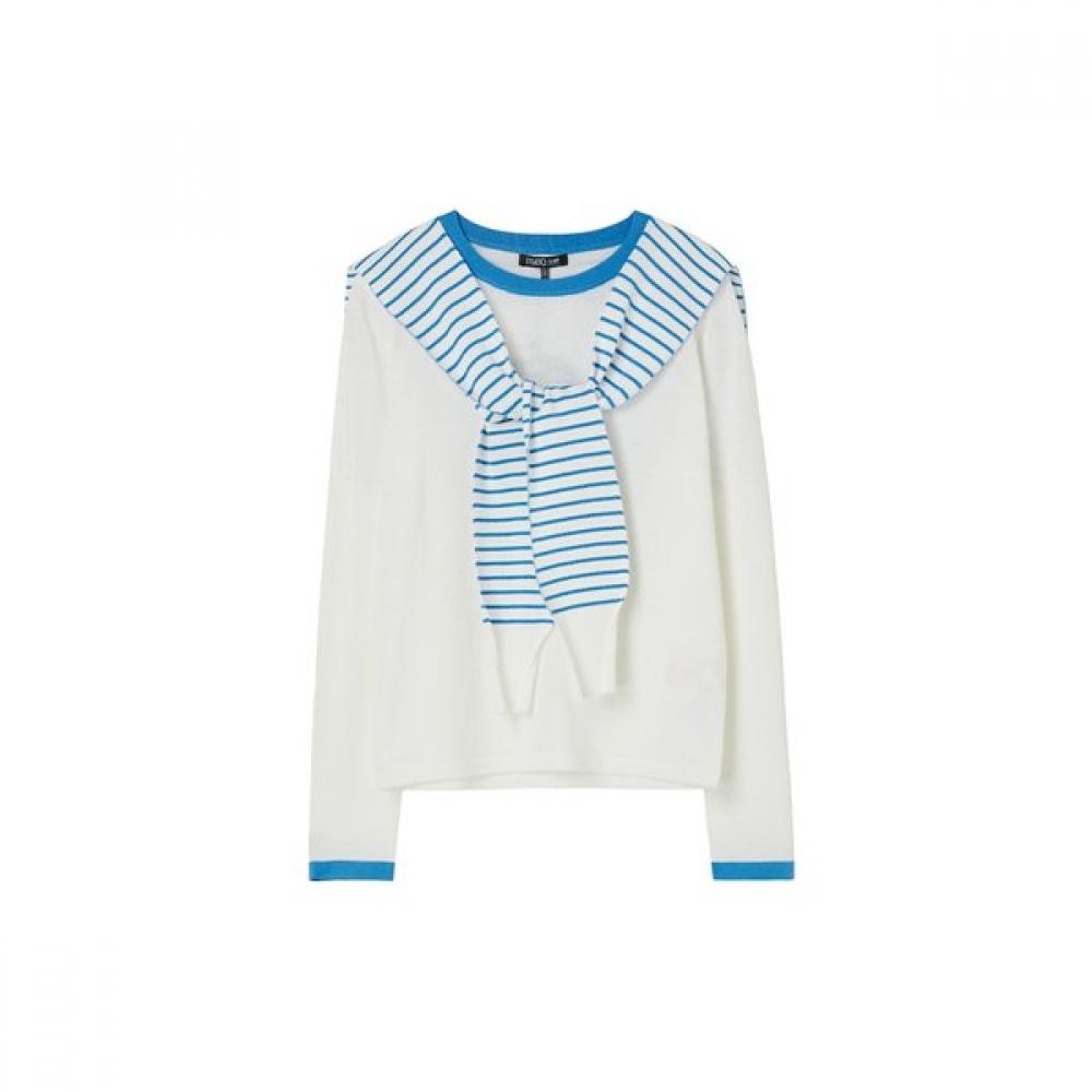 Lap Stripe Shawl Set Round Knit As1kh263