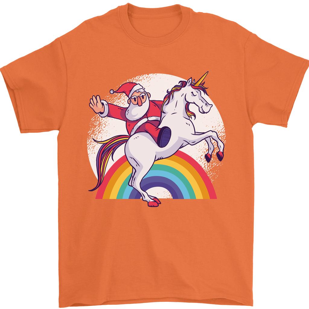 Santa Claus Riding a Unicorn Christmas Xmas Unisexs TShirt 100 Cotton