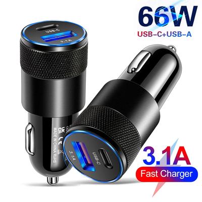 66W USB nabíječka do auta typu C rychlonabíjecí adaptér pro telefon pro Xiaomi Huawei PD nabíječka do auta zásuvka zapalovače cigaret